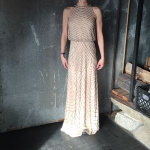 BHLDN Adrianna Papell beaded floor long dress